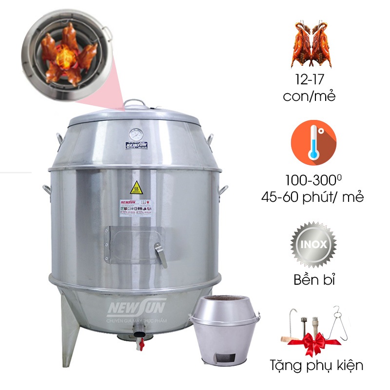 Lu Quay Gà Vịt Phi 100 Inox 430 Dùng Than LQVT100 NEWSUN_Quay Gà Vịt Heo Nguyên Con
