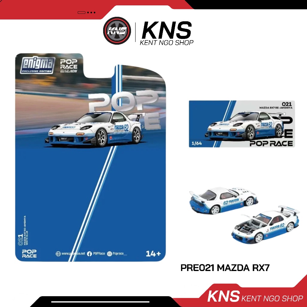 Xe mô hình tỷ lệ 1/64 mô phỏng ô tô Pop Race PRE021 Mazda RX7 (FD3S) FULL SEAL - KentNgoShop