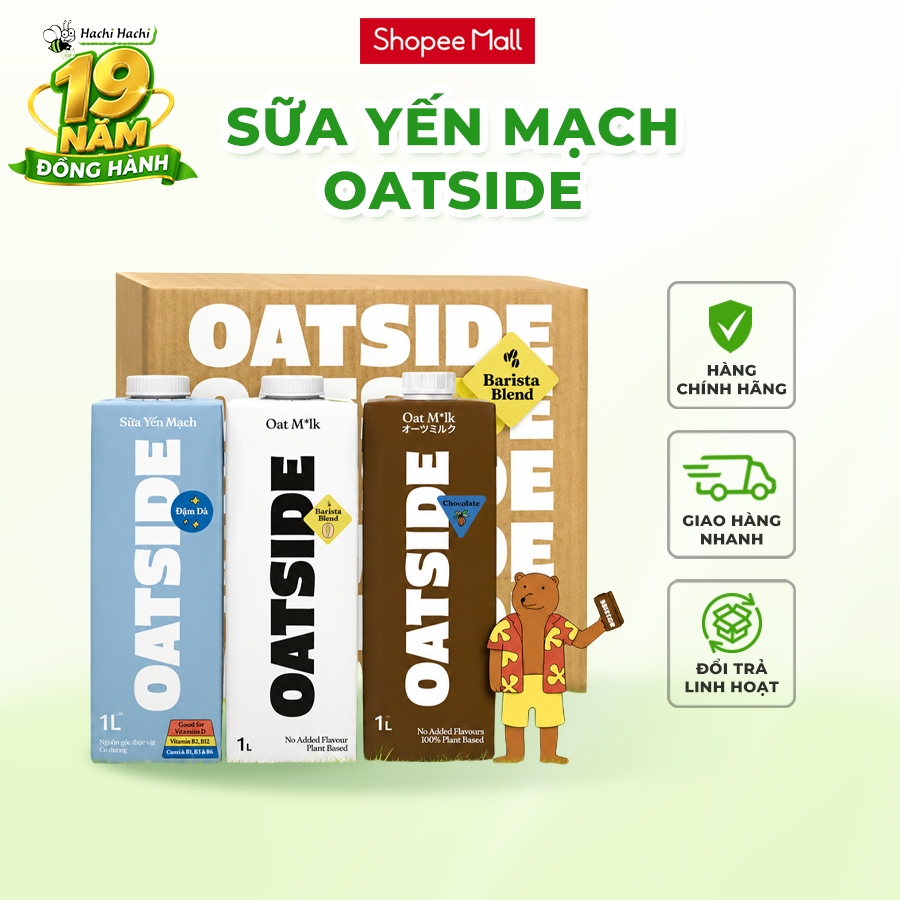 Combo 1 thùng Sữa yến mạch Oatside Barista Blend/Socola/Đậm đà 180ML/1L