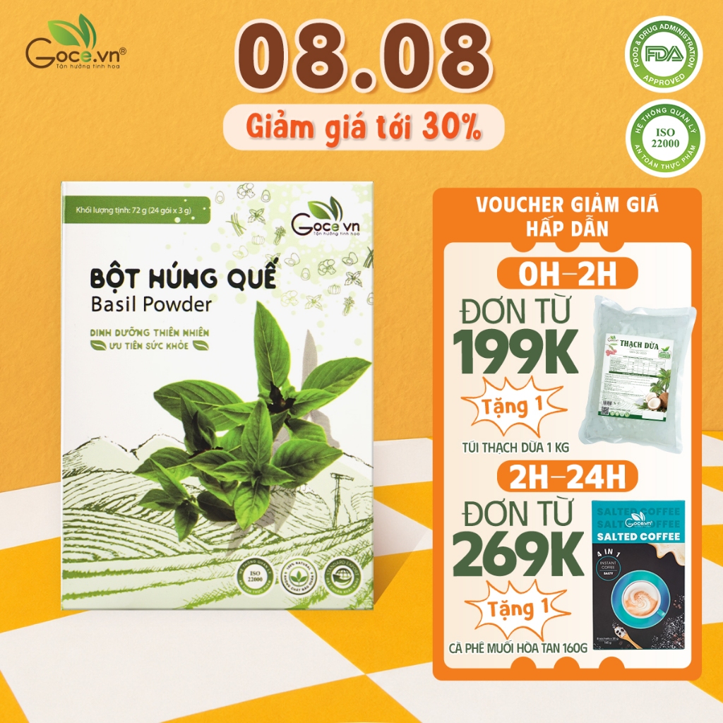 Bột húng quế nguyên chất Goce - 72g (24 gói x 3g)