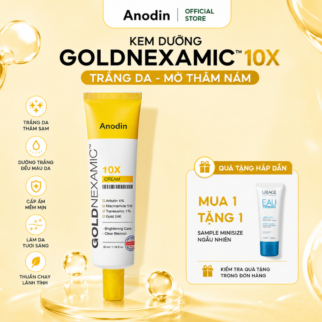 Kem dưỡng ANODIN dưỡng sáng, mờ thâm nám đa tầng Goldnexamic 10X Anodin 35ml - Skin Studio