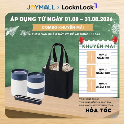 Bộ 3 Hộp Cơm LocknLock LHC8014IVY 1020ml, Hàng Chính Hãng, Kèm Muỗng Đũa Và Túi - JoyMall