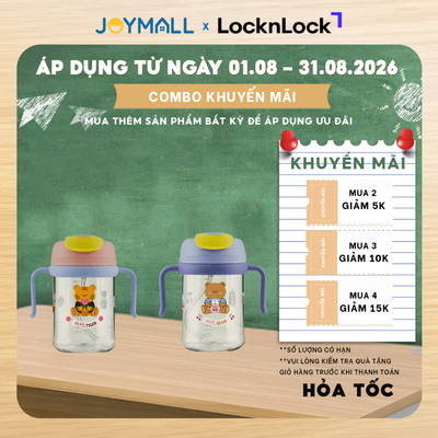 Bình Uống Nước Cho Bé LocknLock Kids Dual ABF852 420ml , Hàng Chính Hãng, Có Ống Hút, Nhựa Tritan - JoyMall
