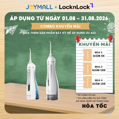 Máy tăm nước không dây LocknLock ENR166GRY ENR154WHT ENR156BLU Kèm Đầu Thay, Hàng chính hãng-JoyMall