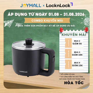 Nồi điện locknlock ejp116blk 0.8l - hàng chính hãng, nấu mì, lẩu, kèm khay hấp trứng - joymall