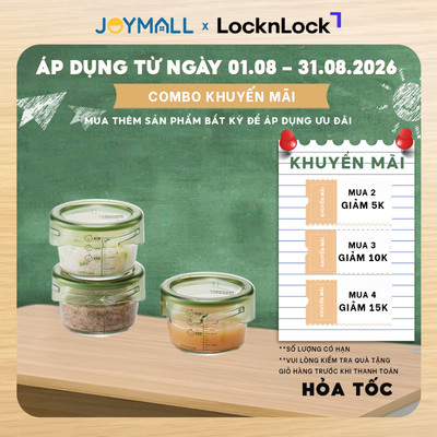 Hộp Thủy Tinh Đựng Thức Ăn Dặm Cho Bé LocknLock LLG540S3GRN Có Nắp Đậy, Vạch Chia, Hàng Chính Hãng -JoyMall