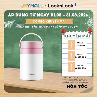 Hộp giữ nhiệt đựng thức ăn LocknLock LHC8042PIK 700ml Màu Hồng, 2 ngăn kèm muỗng inox - JoyMall