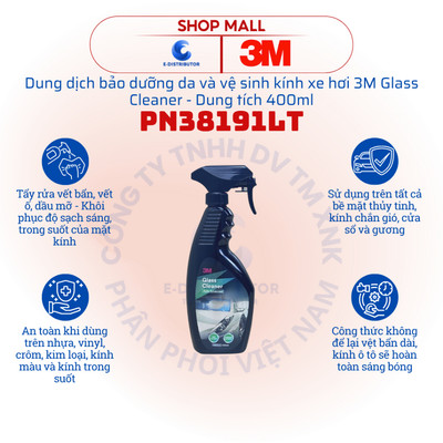 [FBS] Chai Xịt Bảo Dưỡng và Vệ Sinh Kính Xe Hơi 3M PN38191LT Glass Cleaner - Dung tích 400ml