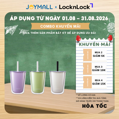 Ly nhựa 2 lớp LocknLock Bubble Tea HAP529 720ml, Hàng chính hãng, kèm ống hút trân châu - JoyMall