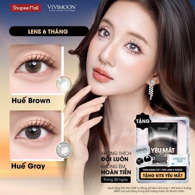 [Giá 1 chiếc - 1 bên mắt] Kính áp tròng VIVIMOON LENS màu tự nhiên Huế, hạn sử dụng 06 tháng, độ cận 0-8 độ