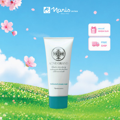 Sữa rửa mặt sạch sâu cho da dầu & mụn Naris Acne Grand Medicated Creamy Wash 100gr