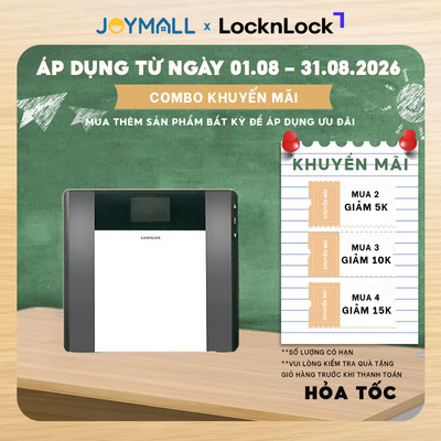 Cân Sức Khỏe Điện Tử LocknLock ENC516BLK ENC526SLV, Hàng Chính Hãng, Tối Đa 180kg, Dùng Trong Gia Đình-JoyMall