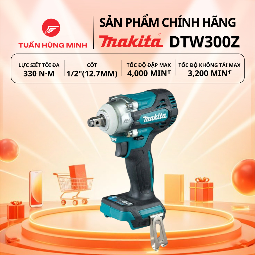 Máy siết bu lông Makita DTW300, Lực siết 330Nm, Chính hãng, Giá tốt tại Tuấn Hùng Minh