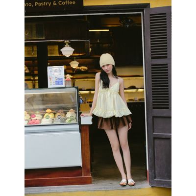 Áo 2 dây OLV phối ren voan bèo nữ tính Ruffled Cami Top phù hợp mùa hè đi chơi