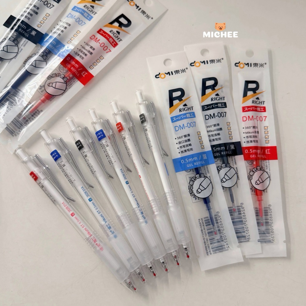 Bút gel bấm Domi 911, bút gel học sinh nét mực đều ngòi 0.5mm - michee.studio