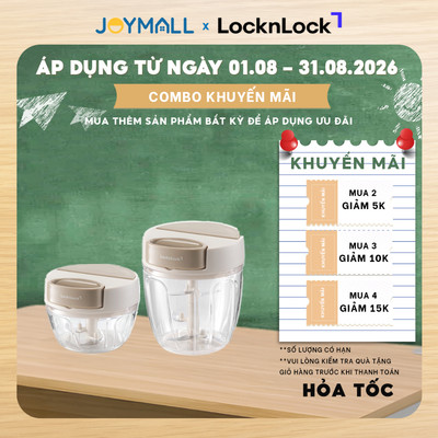 Dụng cụ băm, xay tỏi ớt kéo tay LocknLock 170ml, 520ml CKS346IVY CKS347IVY 3 lưỡi màu ngà, Hàng Chính Hãng - JoyMall