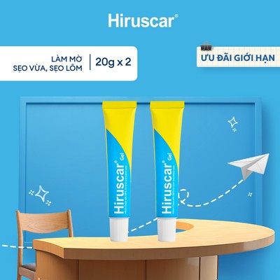 Bộ 2 Gel cải thiện sẹo vừa, sẹo lõm, sẹo thâm Hiruscar Gel 20g