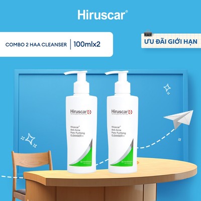 Bộ 2 Sữa rửa mặt ngừa mụn Hiruscar Anti-Acne Cleanser+ 100ml