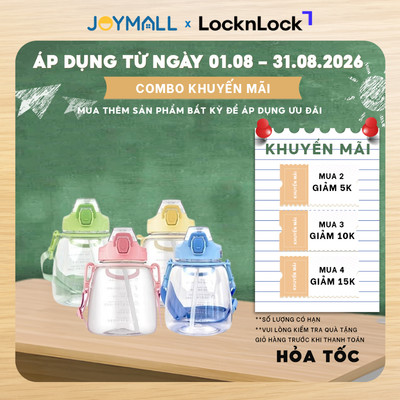 Bình Nước Nhựa LocknLock ABF648 1.2L, Hàng Chính Hãng, Có Ống Hút, Dây Đeo - JoyMall