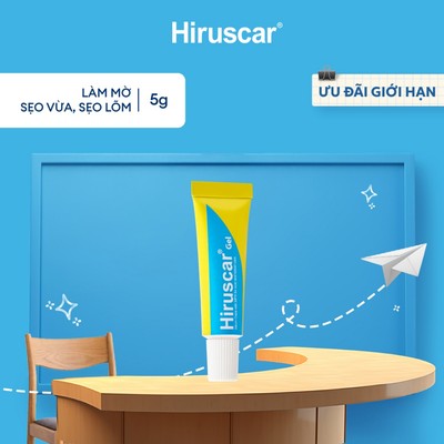 Gel cải thiện sẹo vừa, sẹo lõm, sẹo thâm Hiruscar 5g