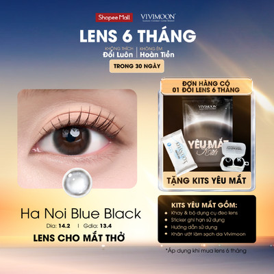 Lens cận VIVIMOON màu đen tự nhiên cho mắt thở Hà Nội Blue Black 6 tháng từ 0-8 độ