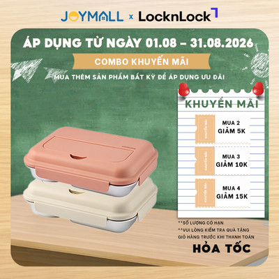 Hộp Cơm Inox 316L Cho Bé LocknLock LST980 1.05L, Kèm Túi Đựng, Muỗng Nĩa, Hàng Chính Hãng - JoyMall