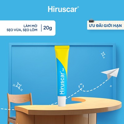 Gel cải thiện sẹo vừa, sẹo lõm, sẹo thâm Hiruscar Gel 20g