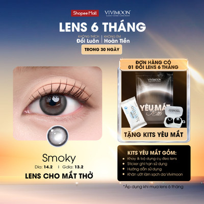 Kính áp tròng VIVIMOON LENSPRESSO cận xám ghi cho mắt thở SMOKY, lens 6 tháng