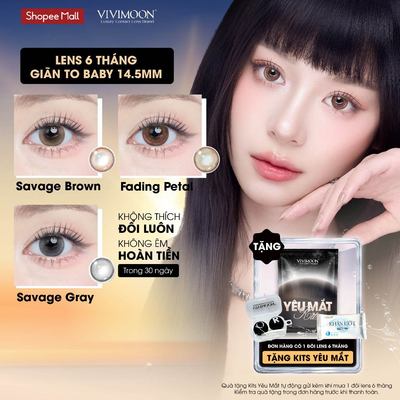[Giá 1 chiếc - 1 bên mắt] Kính áp tròng VIVIMOON EYECONIC lens cận cho mắt thở giãn tròng to Y2K 14.5mm, lens 06 tháng