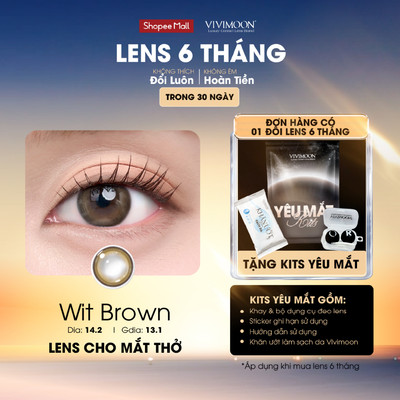 Kính áp tròng VIVIMOON LENS cận nâu rêu tự nhiên cho mắt thở Wit Brown 6 tháng