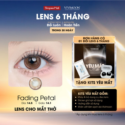 Kính áp tròng VIVIMOON EYECONIC lens cận cho mắt thở màu nâu Fading Petal, giãn tròng to baby 14.5mm hạn sử dụng 6 tháng