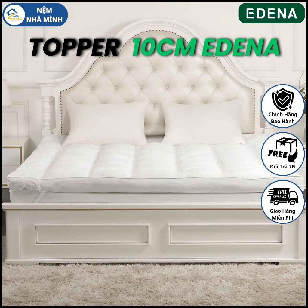 Topper 10cm EDENA, Tấm Lót Nệm, Tấm Làm Mềm Nệm - Siêu Bồng Bềnh, Hàng Cao Cấp,Hàng Chính Hãng Edena