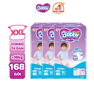 [KOL] Combo 3 tã dán Bobby S80/M76/L68/XL62/XXL56 mới- Lõi nén cotton-soft 3mm