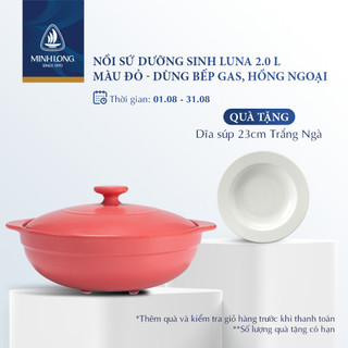 Nồi sứ dưỡng sinh minh long healthy cook luna 2.0 l - dùng cho bếp gas, bếp hồng ngoại