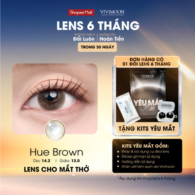 Kính áp tròng VIVIMOON lens cận nâu tự nhiên cho mắt thở Huế Brown 6 tháng