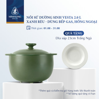 Nồi sứ dưỡng sinh minh long healthy cook vesta 2.0 - dùng cho bếp gas, bếp hồng ngoại