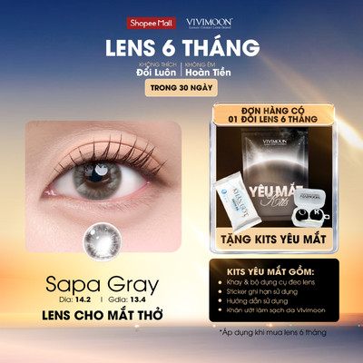 Lens cận xám đậm giãn nhẹ cho mắt thở Sapa Gray Vivimoon 6 tháng