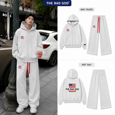 Set Hoodie Zip Local Brand The Bad God New York EMPIRE Form Boxy Nam Nữ
