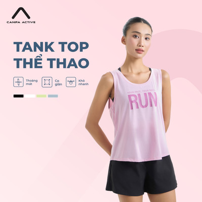 Áo ba lỗ active nữ form dáng thoải máu, chất liệu thoáng mát phù hợp với các hoạt động thể thao CANIFA 6TA26S003