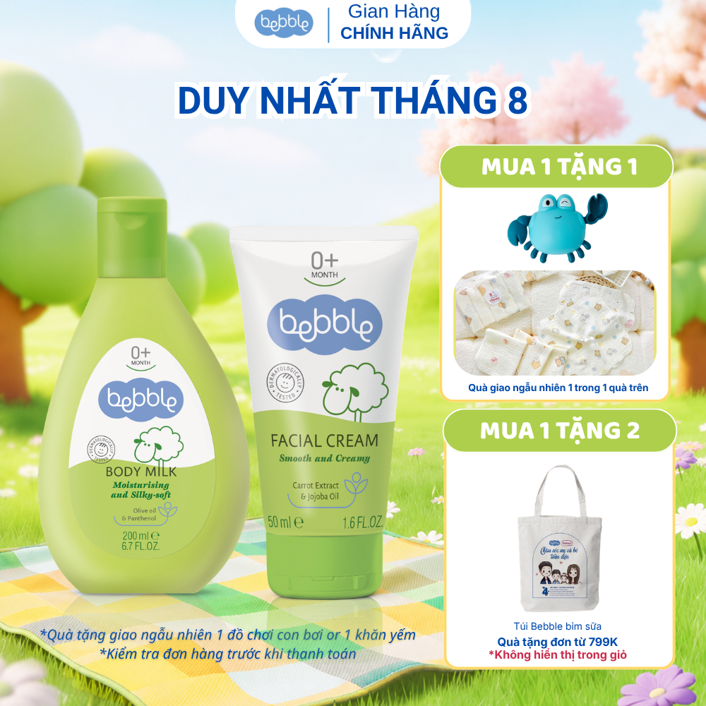COMBO Kem dưỡng da mặt Bebble Facial Cream 50ml + Sữa dưỡng thể Bebble Body Milk 200ml