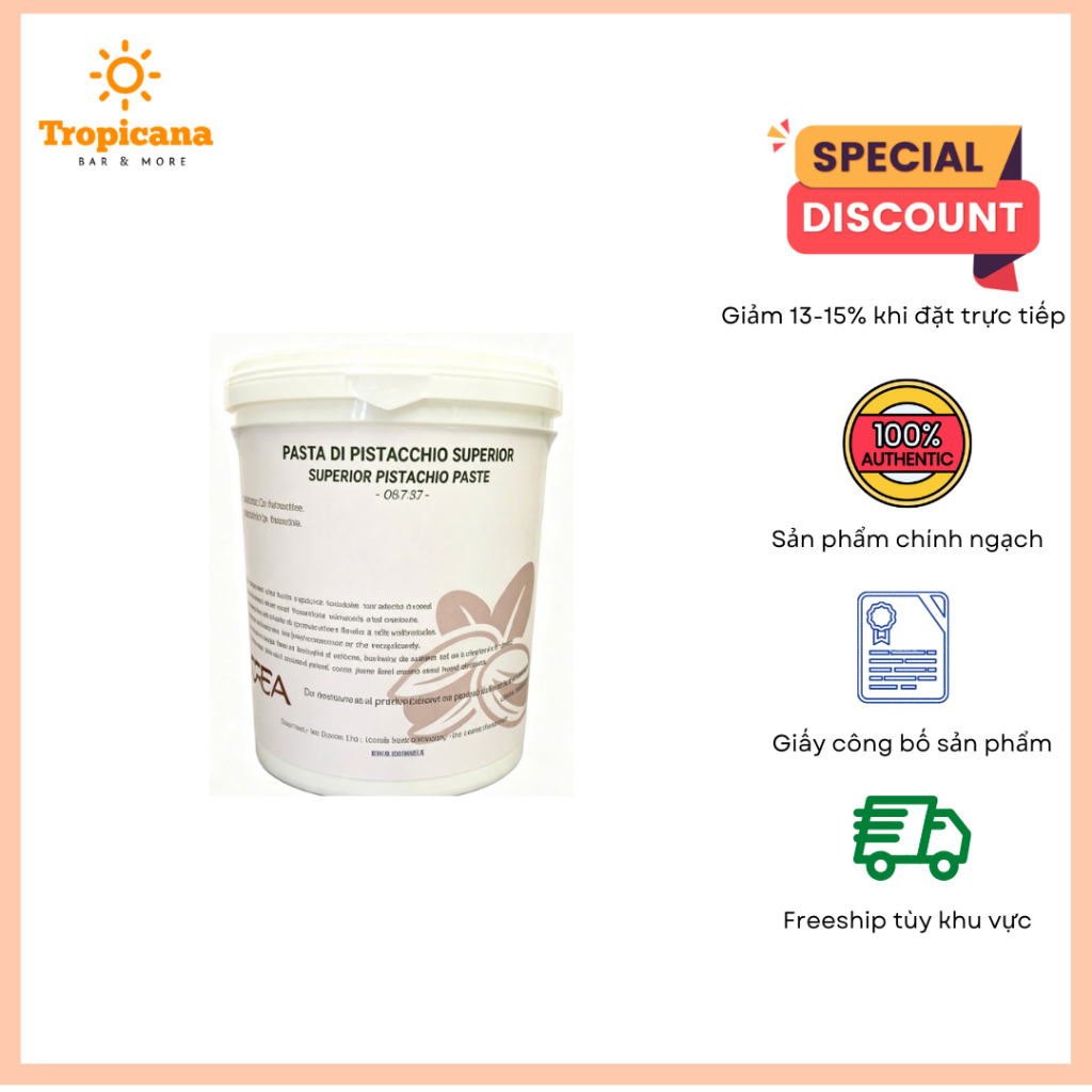 Pistachio Paste 100% Italy Hiệu CREA (Hạt Hồ Trăn Nghiền Nhuyễn) - Xô 1Kg