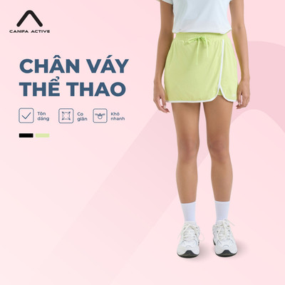 Chân váy thể thao nữ xẻ tà phối viền cạp chun co giãn phong cách thể trẻ trung, năng động CANIFA 6KS26S005
