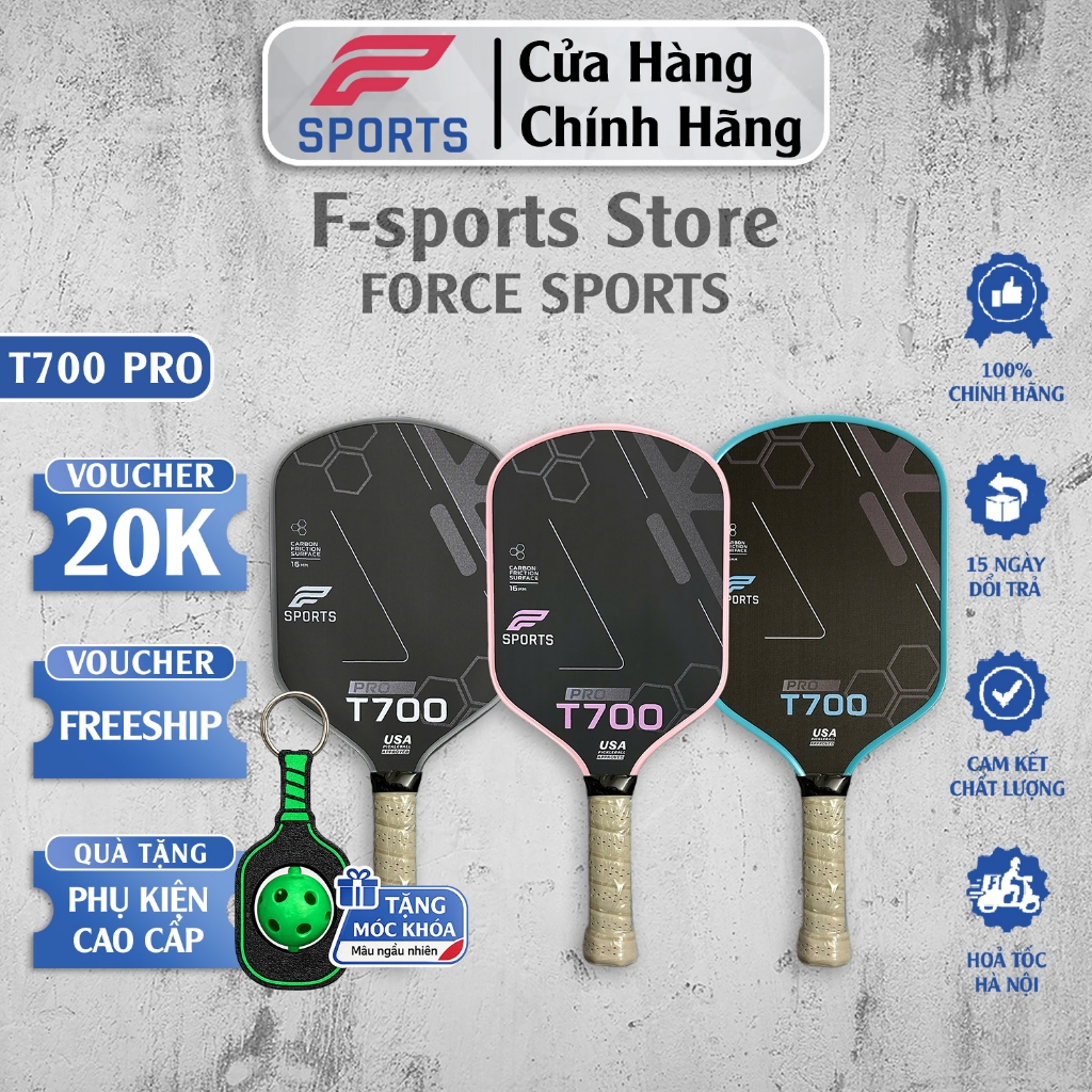 (HOẢ TỐC HN) Vợt Pickleball T700 Pro F-Sports – Carbon T700 Nhám Cao Cấp – Tăng Độ Chính Xác