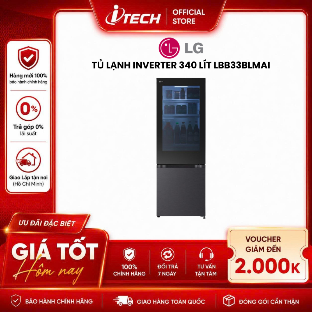 LBB33BLMAI - Tủ lạnh LG Inverter 340 lít InstaView LBB33BLMAI - Hàng chính hãng
