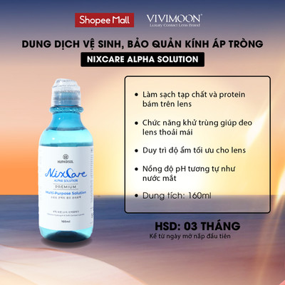 Dung dịch làm sạch lens, ngâm rửa và bảo quản kính áp tròng mềm Nixcare Alpha 160ml