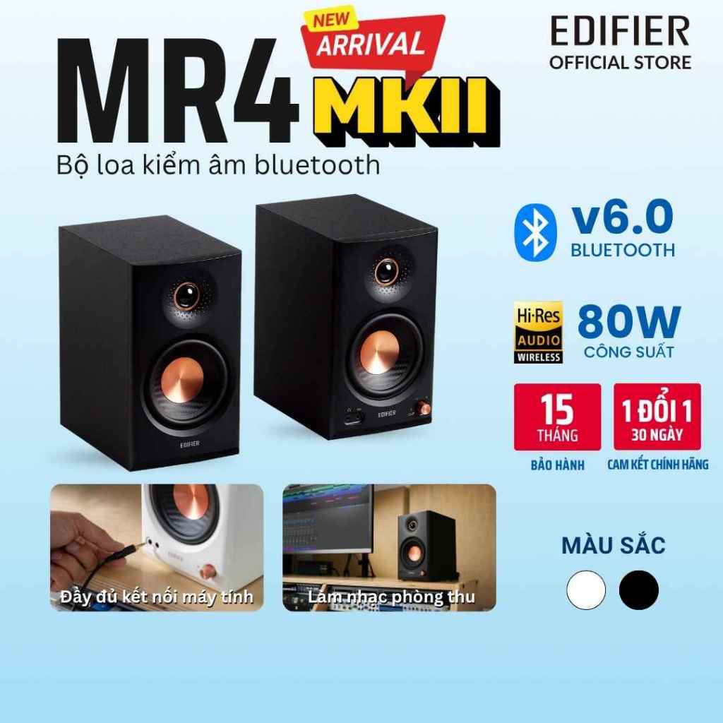 Loa kiểm âm Edifier MR4 MKII Bluetooth 6.0, Công suất 80W - Bảo Hành 15 Tháng