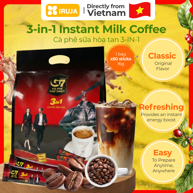 [IRUJA] Vietnam Cà Phê Hòa Tan G7 3in1 Gói 800G (16G x 50 Gói Dài)