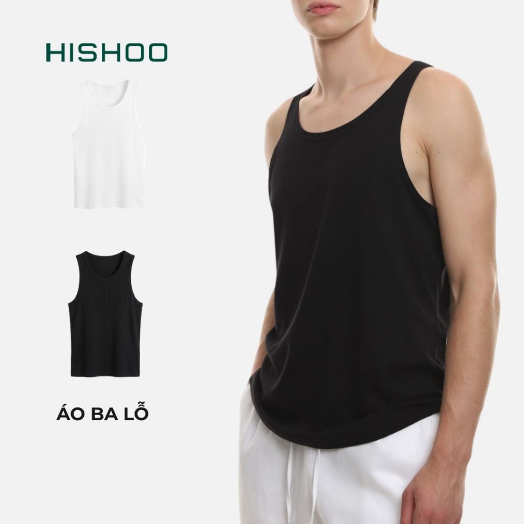 Áo Thun Ba Lỗ Đen Nam Relax Form Rộng Vải Mềm Mát HISHOO A5T001