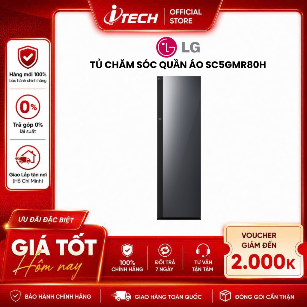 SC5GMR80H - Tủ chăm sóc quần áo thông minh LG Styler Inverter 5 móc SC5GMR80H - Hàng chính hãng