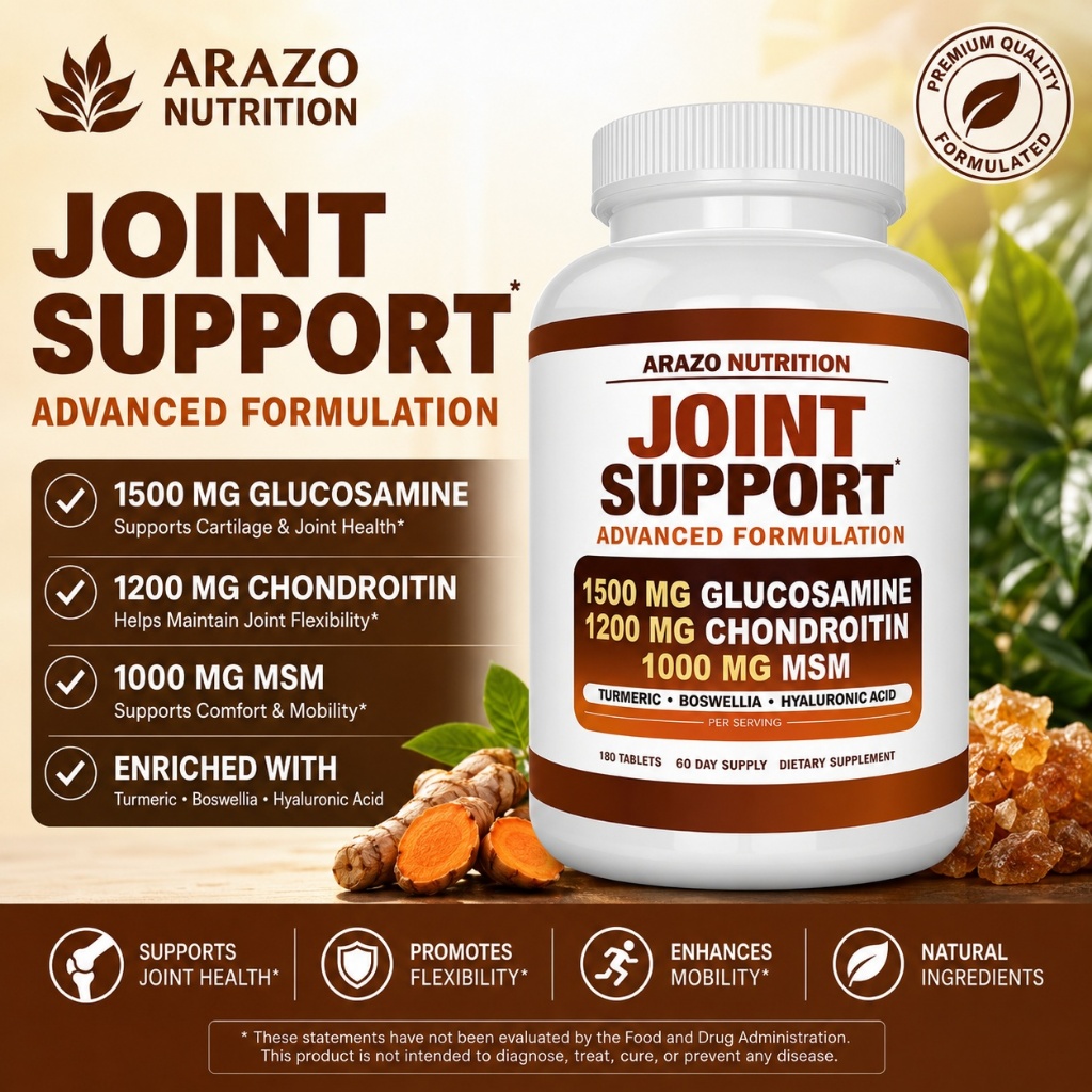 Arazo Nutrition Joint Support Glucosamine Chondroitin MSM 180 Viên - Hỗ Trợ Sức Khỏe Xương Khớp